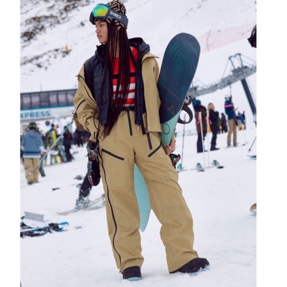 Free People Pants - NEW Free People Movement Zephyr Ski Shell Snow Pants One Piece Bib Tan Brown